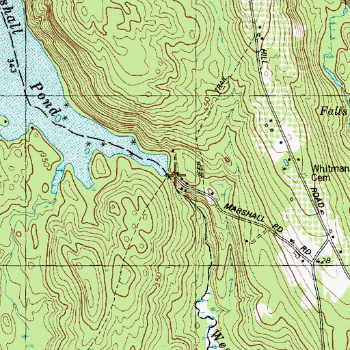 Topographic Map of Marshall Pond Dam, ME