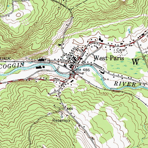 Topographic Map of West Paris Dam, ME