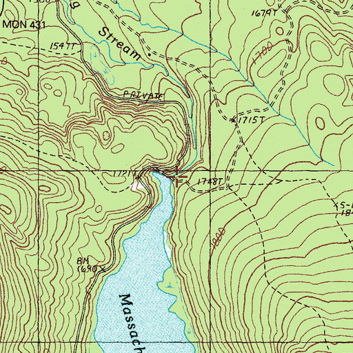 Topographic Map of Massachusetts Bog Dam, ME