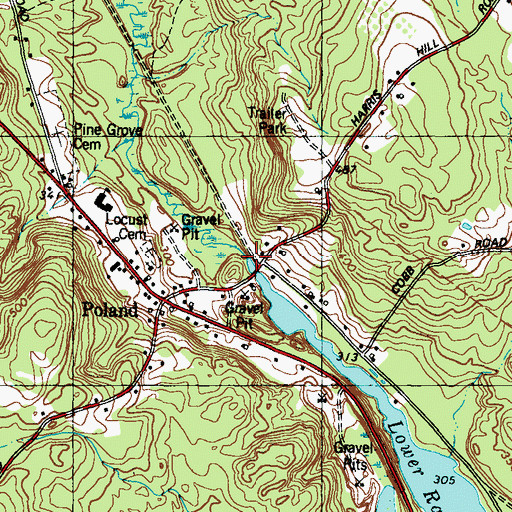 Topographic Map of Waterhouse Brook Dam, ME