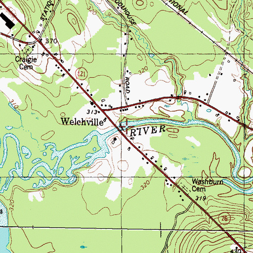 Topographic Map of Welchville Dam, ME