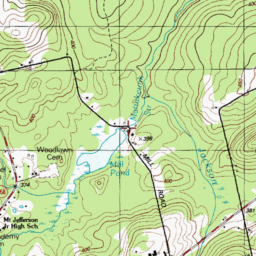 Topographic Map of Mill Pond Dam, ME