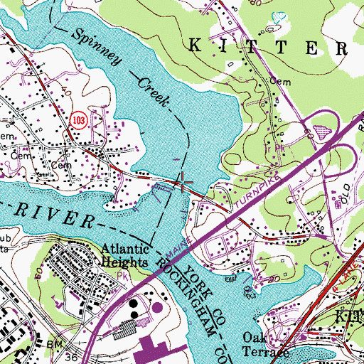 Topographic Map of Spinney Creek Causeway Dam, ME