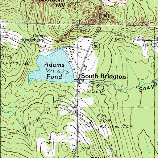 Topographic Map of Adams Pond Dam, ME