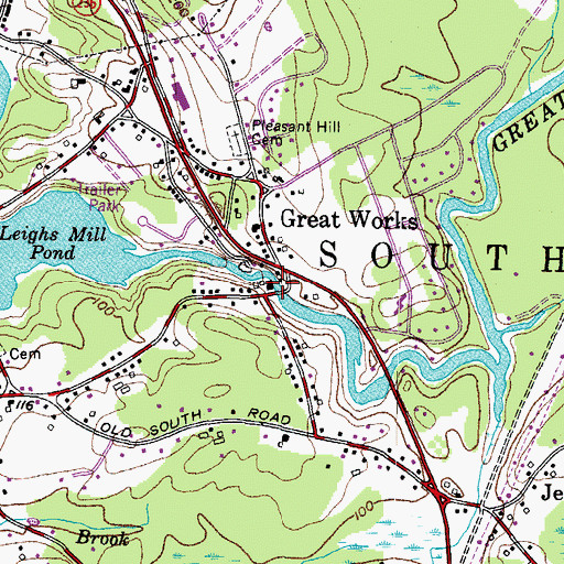 Topographic Map of Great Works River Reservoir, ME