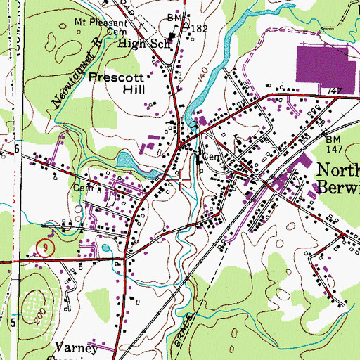 Topographic Map of Hussey Plow Company Dam, ME