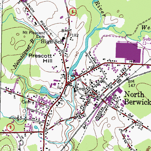 Topographic Map of Douthy Falls Dam, ME