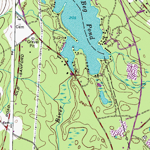 Topographic Map of Bauneg Beg Pond Dam, ME