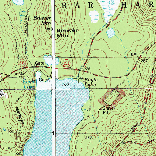 Topographic Map of Eagle Lake Dam, ME