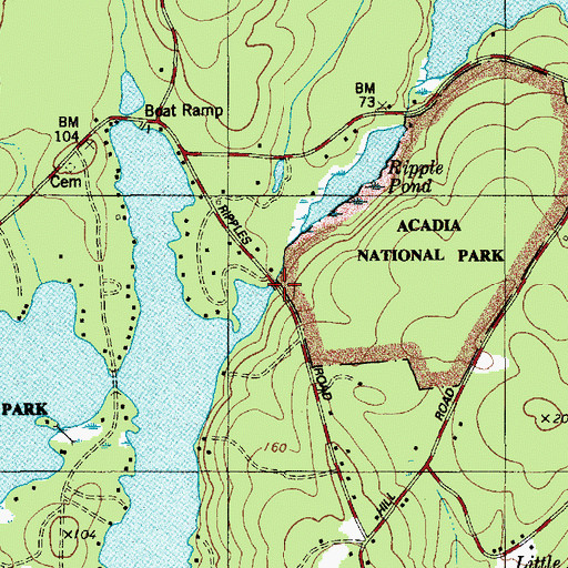 Topographic Map of Long Pond Dam, ME