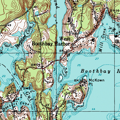 Topographic Map of West Harbor Pond Dam, ME