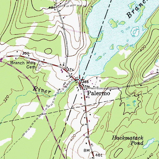 Topographic Map of Mill Dam, ME