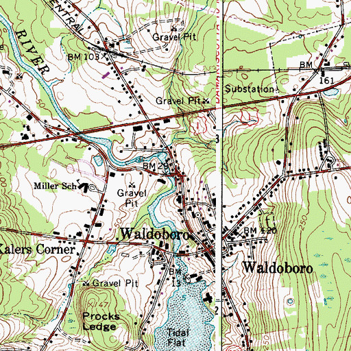 Topographic Map of Waldoboro Dam, ME