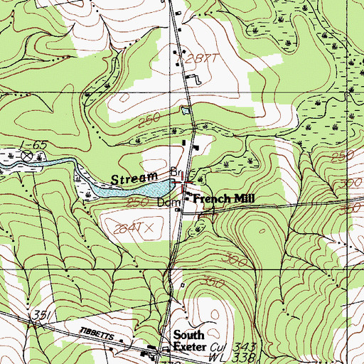 Topographic Map of French Stream Dam, ME