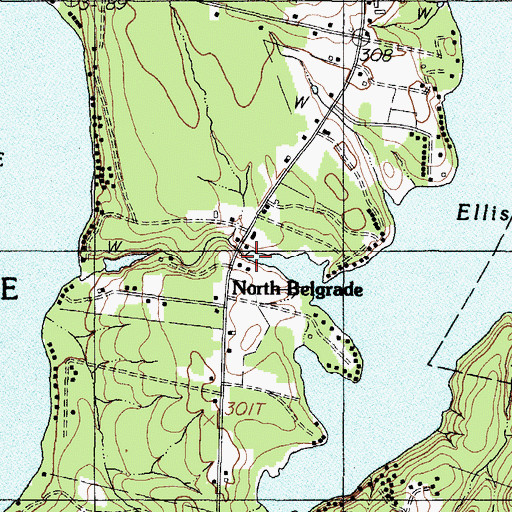 Topographic Map of Ellis Pond Dam, ME