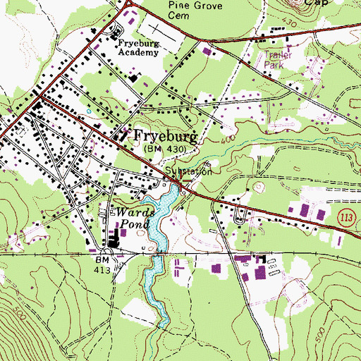 Topographic Map of Fryeburg Dam, ME