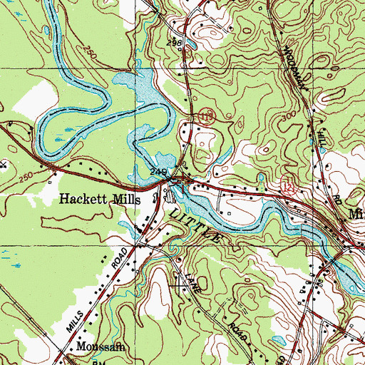 Topographic Map of Hackett Mills Dam, ME