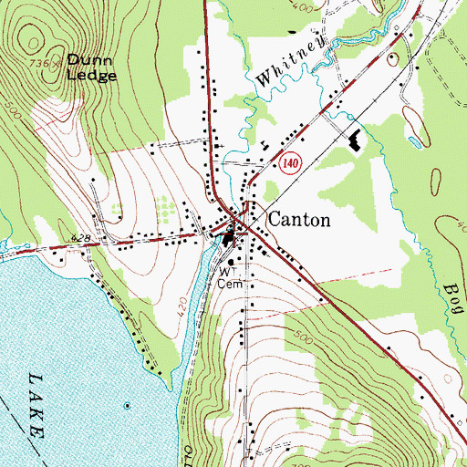 Topographic Map of Lake Anasagunticook Dam, ME