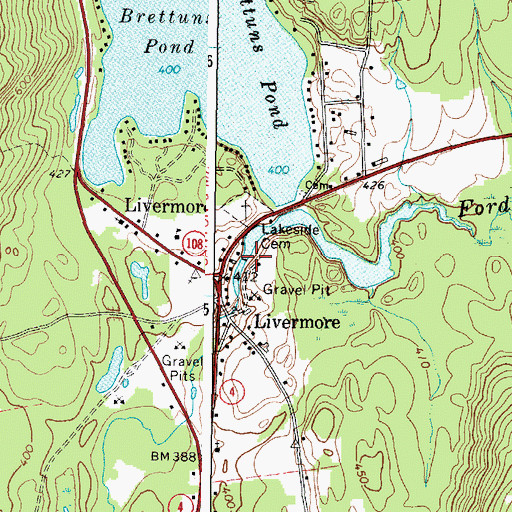 Topographic Map of Brettuns Pond Dam, ME