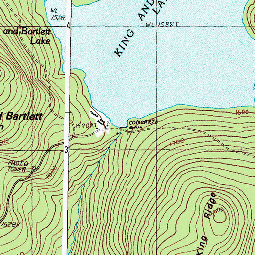 Topographic Map of King-Bartlett Lake Dam, ME