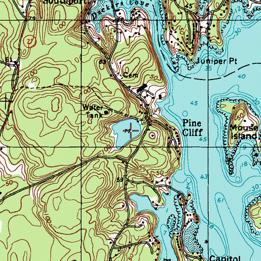 Topographic Map of Southport Water Supply Pond, ME