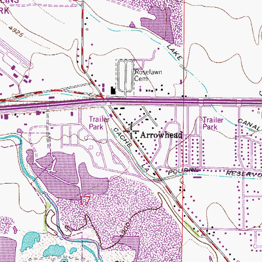 Topographic Map of Arrowhead, CO