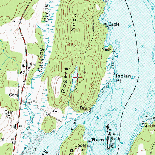 Topographic Map of Rogers Neck Pond, ME