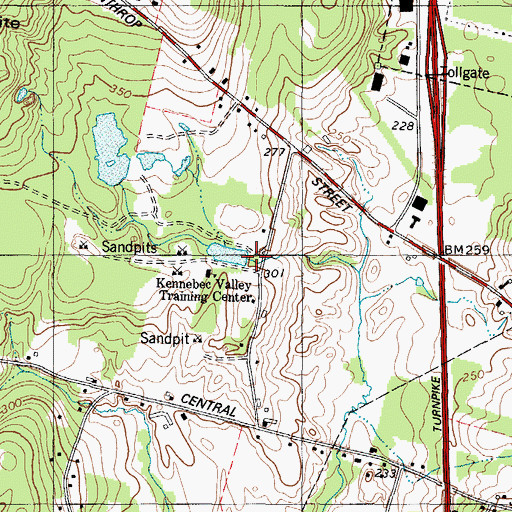 Topographic Map of Hallowell Recreation Pond Dam, ME