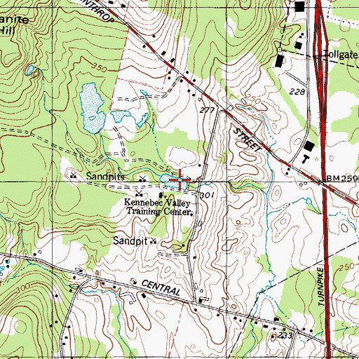 Topographic Map of Hallowell Recreation Pond, ME