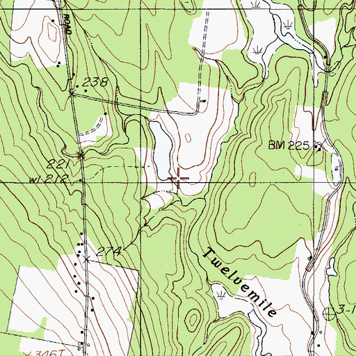 Topographic Map of Twelvemile Brook Pond Dam, ME