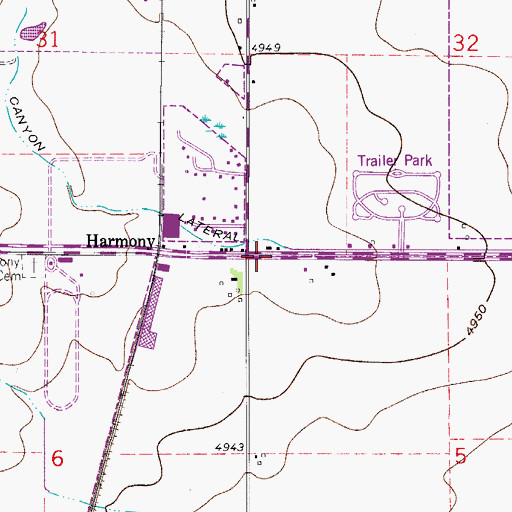 Topographic Map of Harmony School (historical), CO
