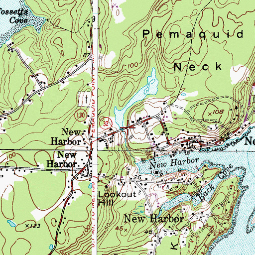 Topographic Map of New Harbor Pond Dam, ME