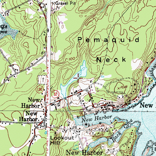 Topographic Map of New Harbor Pond, ME