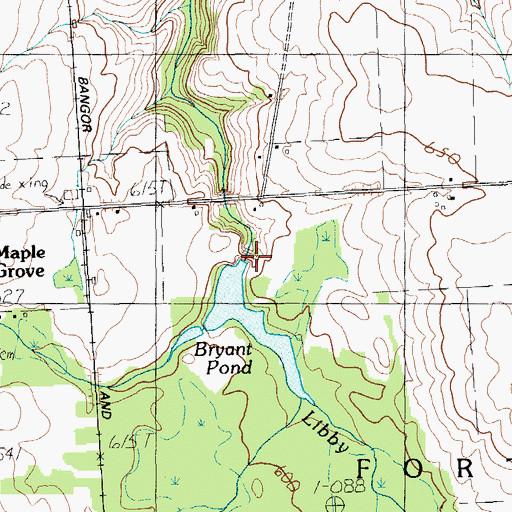 Topographic Map of Bryant Pond Dam, ME
