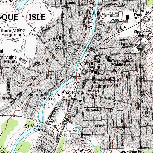 Topographic Map of Presque Isle Stream, ME