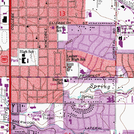 Topographic Map of Lesher Middle School, CO