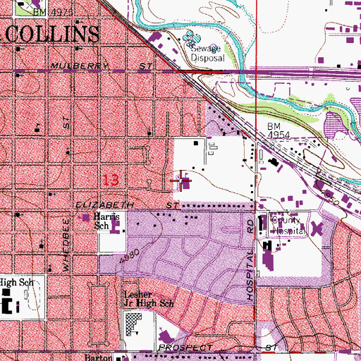 Topographic Map of Laurel Elementary School, CO