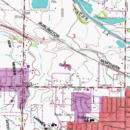 Topographic Map of Lincoln Middle School, CO