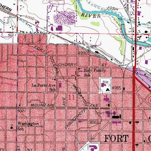 Topographic Map of Holy Family School (historical), CO