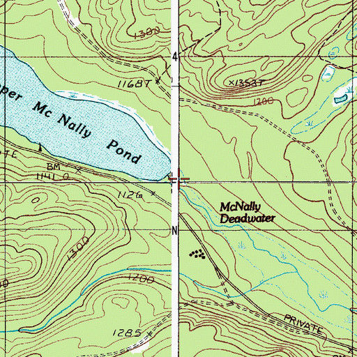 Topographic Map of Upper McNally Pond Dam, ME