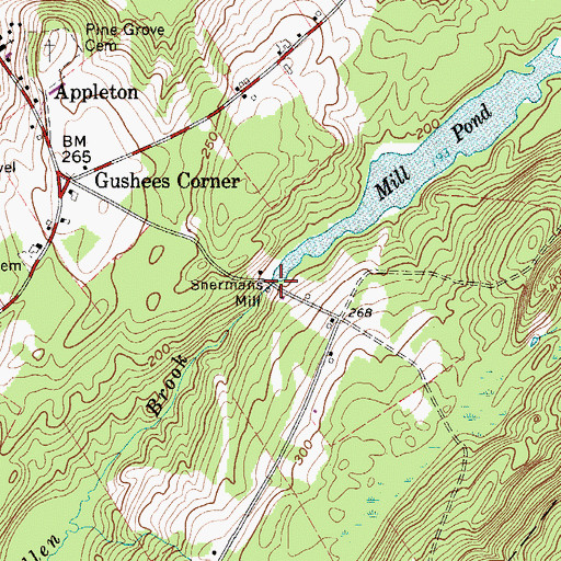Topographic Map of Mill Pond Dam, ME