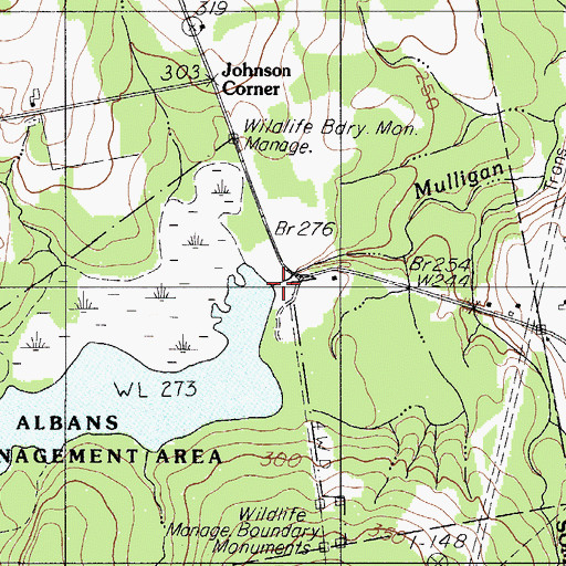Topographic Map of Mulligan Stream Dam, ME