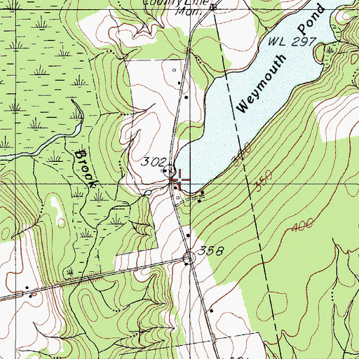 Topographic Map of Weymouth Pond Dam, ME