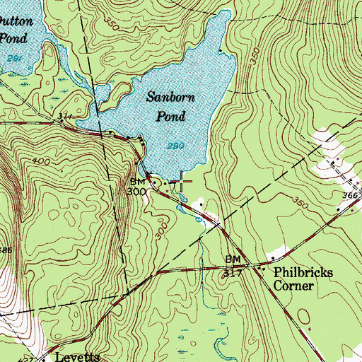 Topographic Map of Sanborn Pond Dam, ME