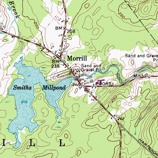 Topographic Map of Smiths Millpond Dam, ME