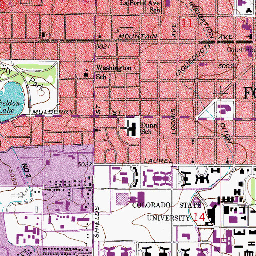 Topographic Map of Dunn Elementary School, CO