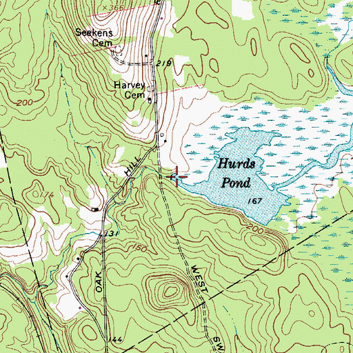 Topographic Map of Hurds Pond Dam, ME