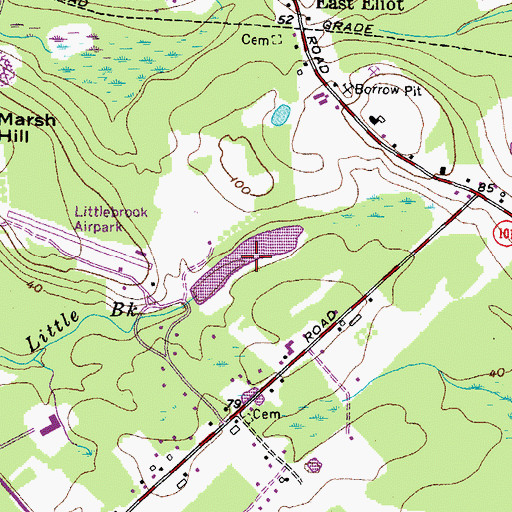 Topographic Map of Little Brook, ME