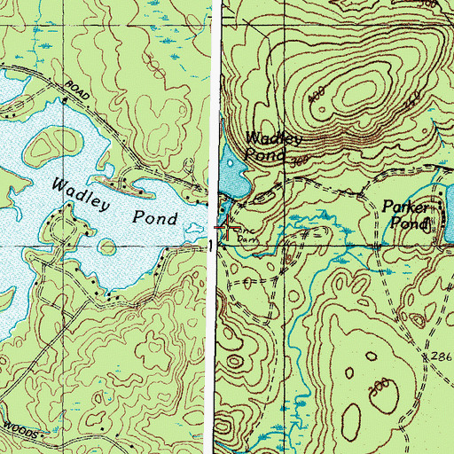 Topographic Map of Roberts-Wadley Pond Dam, ME