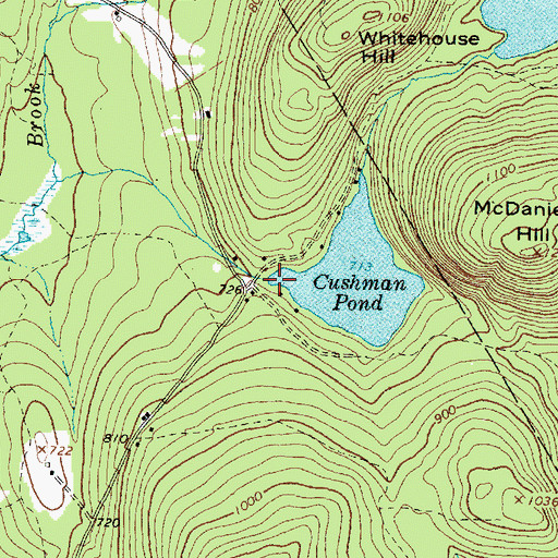Topographic Map of Cushman Pond Dam, ME